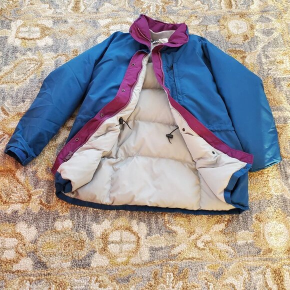 LL BEAN Blue VTG Outdoors Goose Down Parka Puffer Jacket Women's Sz Large Petite - Picture 3 of 8